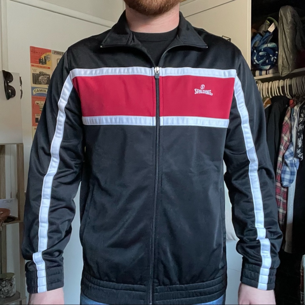 Spalding Black/Red Athletic Full Zip Jacket